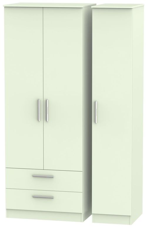 Contrast Cream 3 Door Triple Wardrobe - LHF 2 Drawers