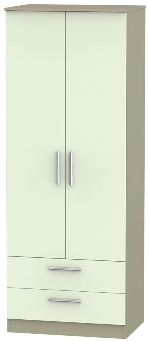 Contrast Cream and Mushroom 2 Door 2 Drawer Wardrobe