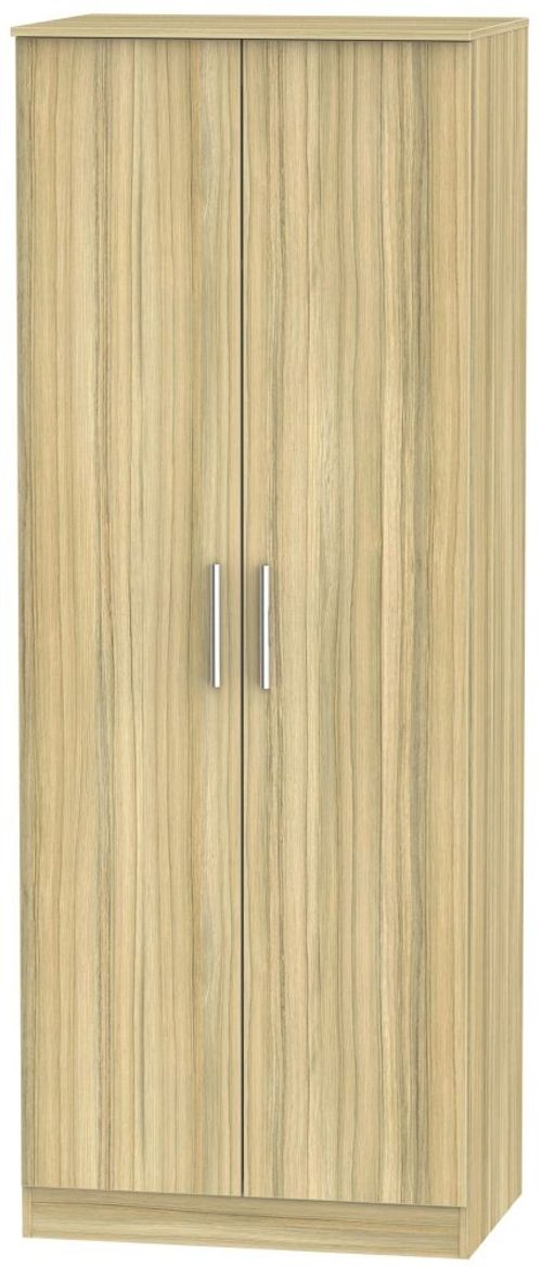 Contrast Modern Oak 2 Door Plain Tall Wardrobe