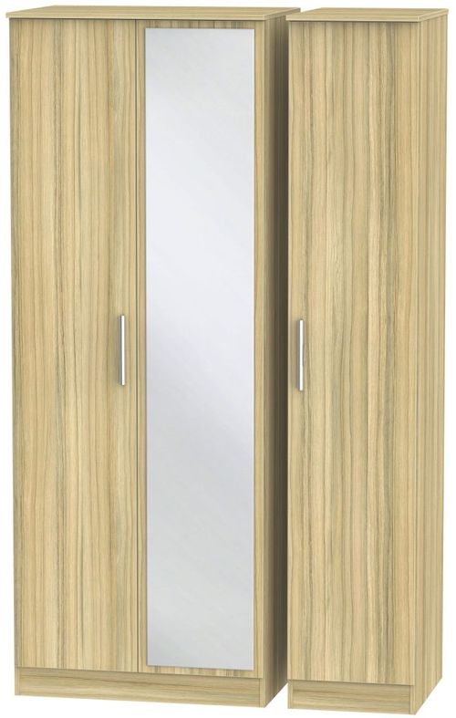 Contrast Modern Oak 3 Door Triple Wardrobe - 1 Mirror