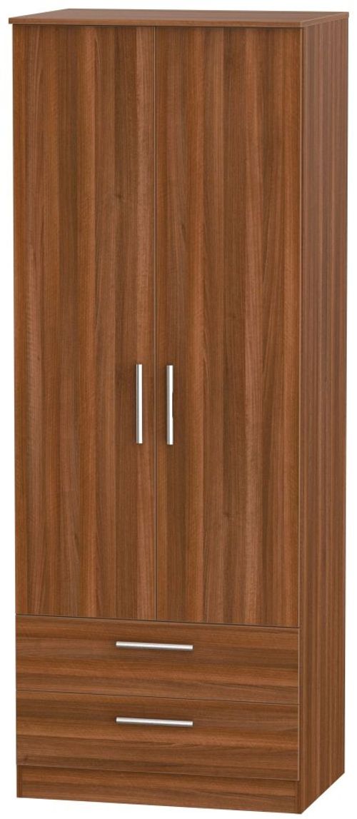 Contrast Noche Walnut 2 Door 2 Drawer Wardrobe