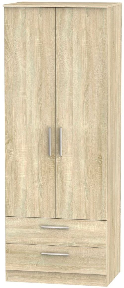 Contrast Oak Effect 2 Door 2 Drawer Wardrobe