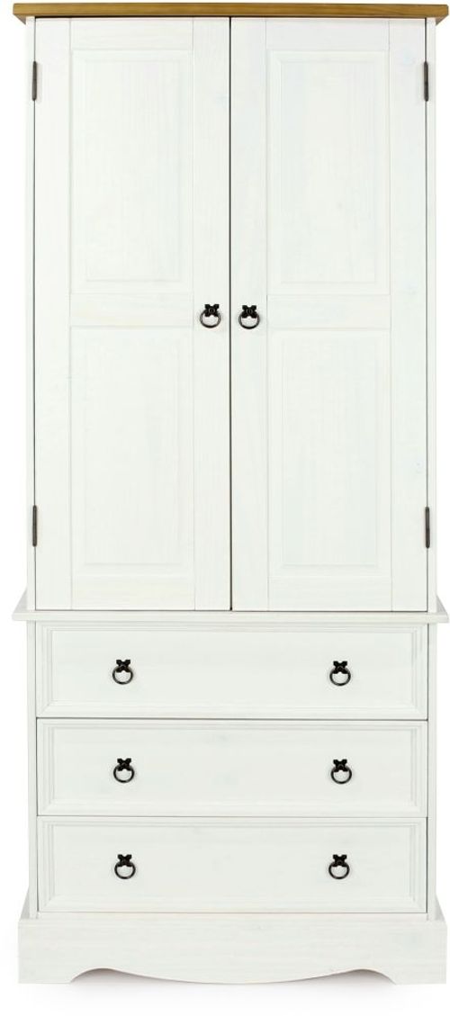 Corona White Mexican Pine 2 Door Wardrobe with Drawers