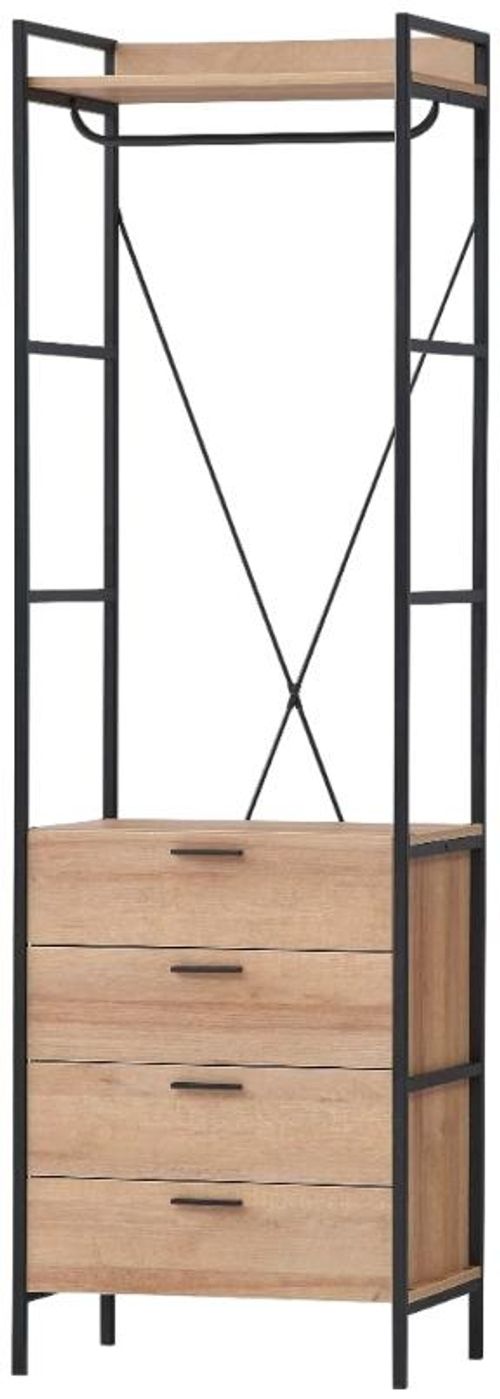 Craven Light Oak 4 Drawer Open Wardrobe