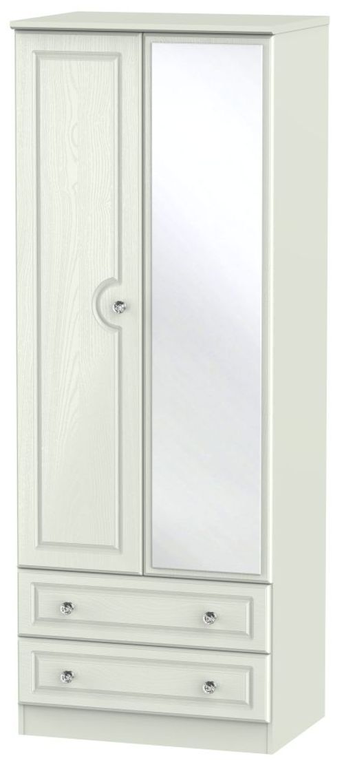 Crystal Cashmere 2 Door Tall Combi Wardrobe - 1 Mirror