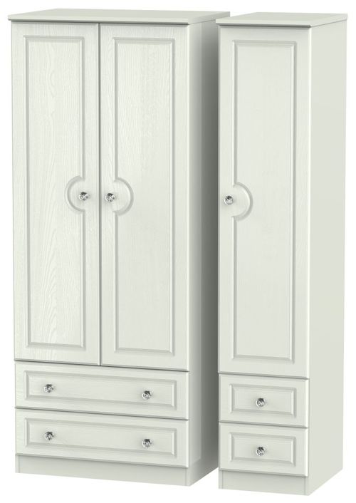 Crystal Cashmere 3 Door Triple Wardrobe - 4 Drawers