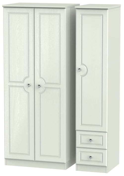 Crystal Cashmere 3 Door Triple Wardrobe - RHF 2 Drawers