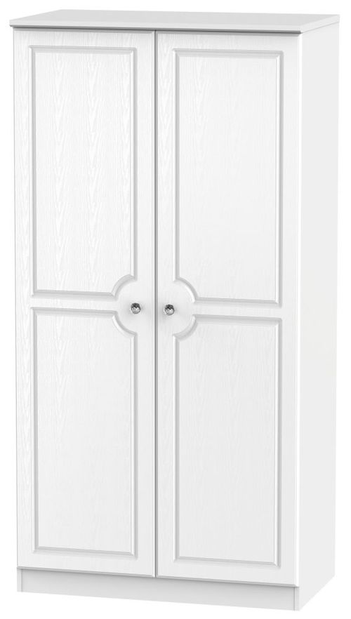 Crystal White 2 Door Plain Wardrobe - H 182.5cm