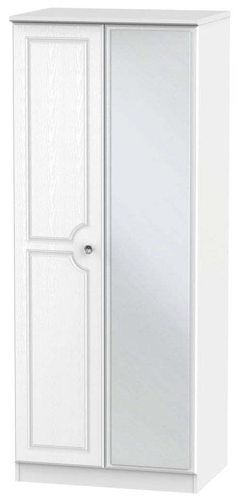 Crystal White 2 Door Wardrobe - 1 Mirror
