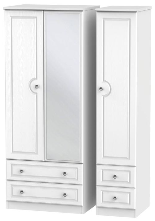 Crystal White 3 Door Combi Wardrobe - 1 Mirror