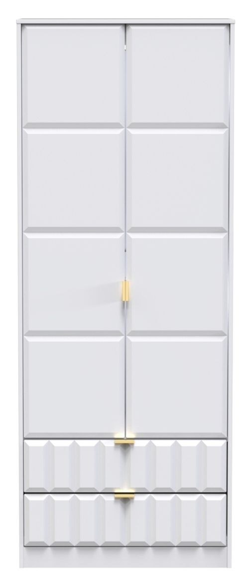 Cube White 2 Door 2 Drawer Tall Wardrobe
