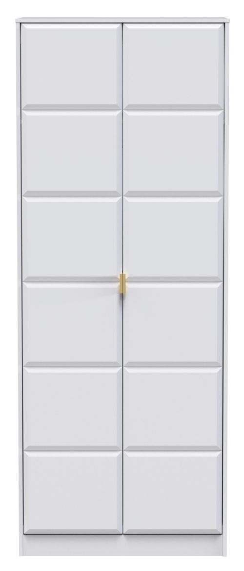 Cube White 2 Door Plain Tall Wardrobe