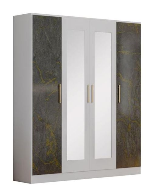 Dalia Grey Italian 4 Door Wardrobe with Mirrors