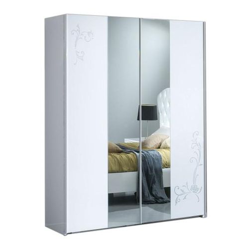 Daniela White Italian 2 Door Sliding Wardrobe with Mirrors
