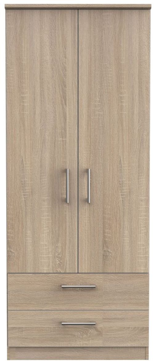 Devon Oak Effect 2 Door 2 Drawer Double Wardrobe