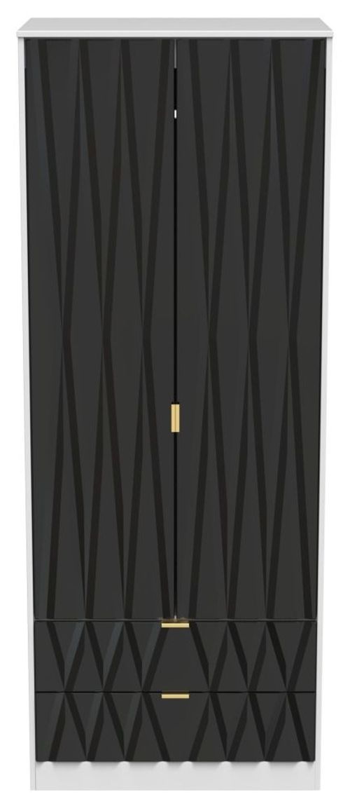 Diamond Black and White 2 Door 2 Drawer Tall Wardrobe
