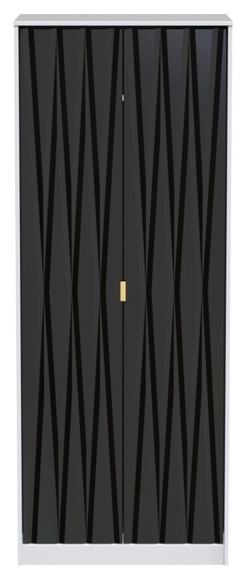Diamond Black and White 2 Door Plain Tall Wardrobe
