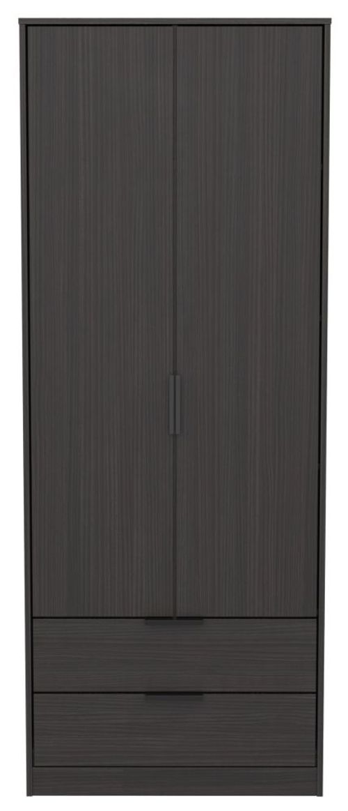 Diego Black 2 Door 2 Drawer Tall Wardrobe