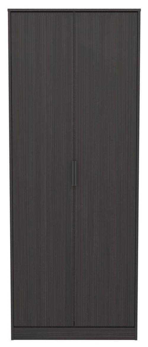 Diego Black 2 Door Plain Tall Wardrobe