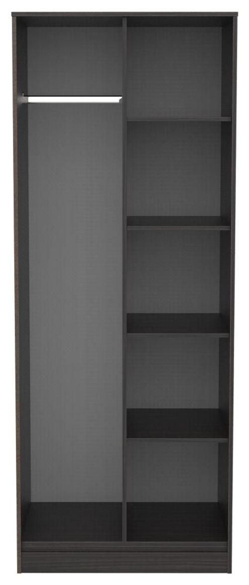 Diego Black Front Open Shelf Wardrobe