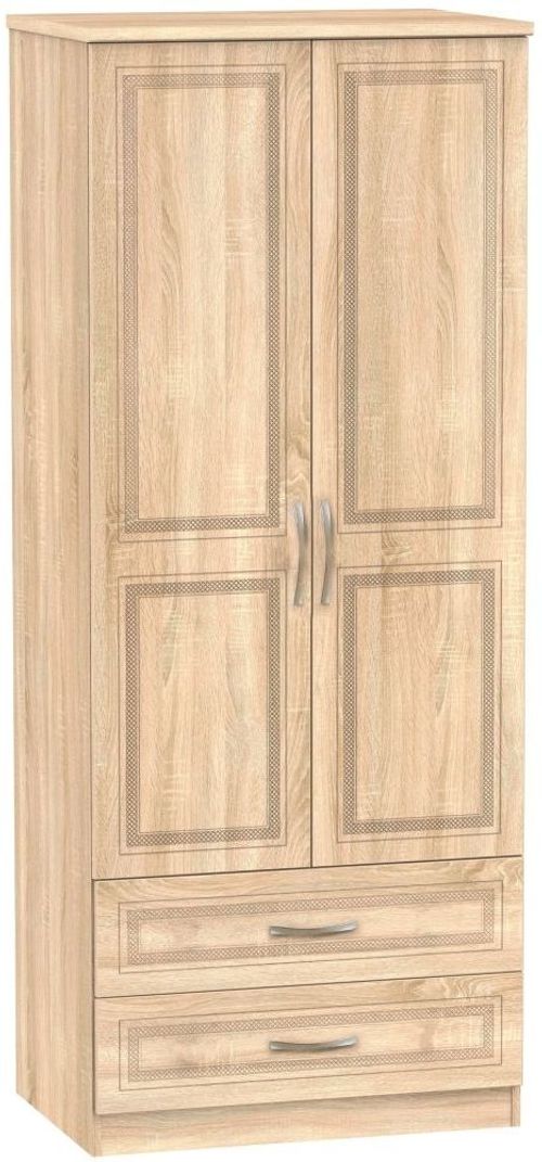 Dorset Oak Effect 2 Door 2 Drawer Double Wardrobe