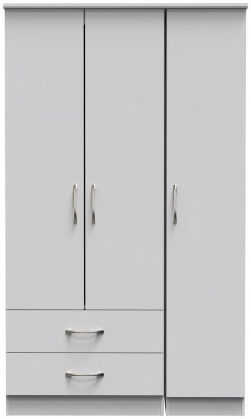 Eve Grey 3 Door Triple Wardrobe - LHF 2 Drawers