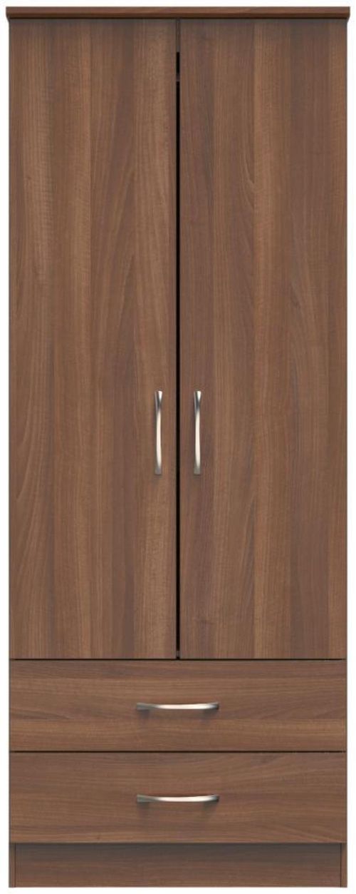 Eve Walnut 2 Door 2 Drawer Double Tall Wardrobe