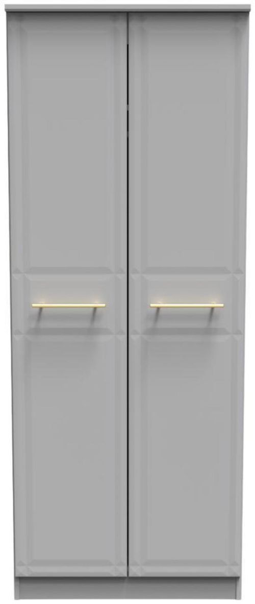 Faye Grey 2 Door Plain Tall Wardrobe