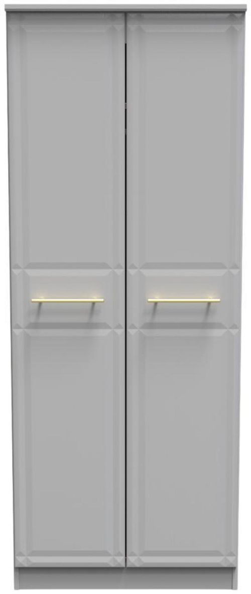 Faye Grey Ash 2 Door Plain Tall Wardrobe