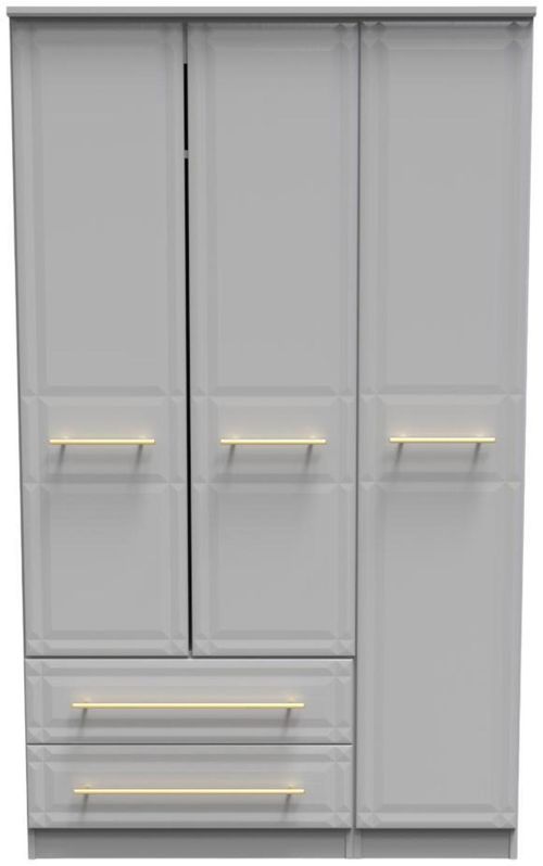 Faye Grey Ash 3 Door Triple Wardrobe - LHF 2 Drawers