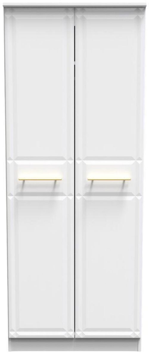 Faye White 2 Door Plain Tall Wardrobe