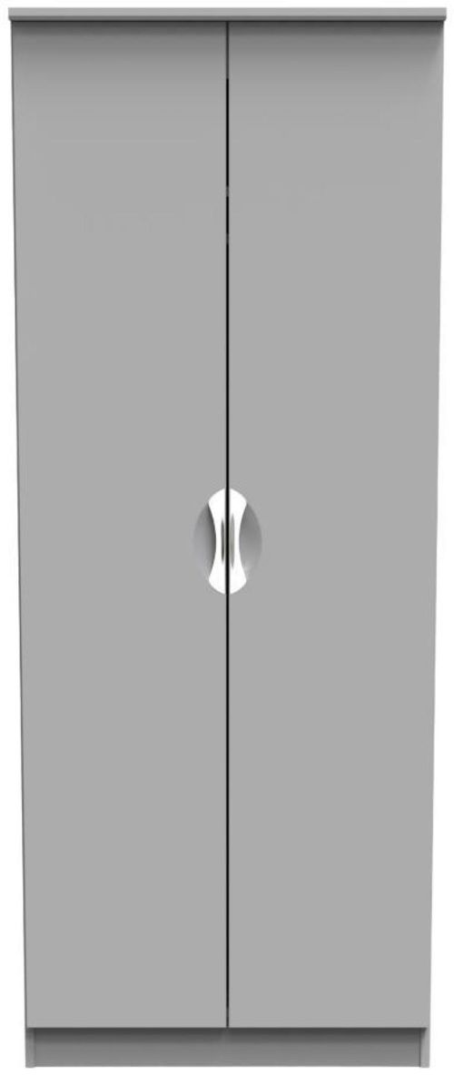 Flora Grey 2 Door Plain Tall Wardrobe