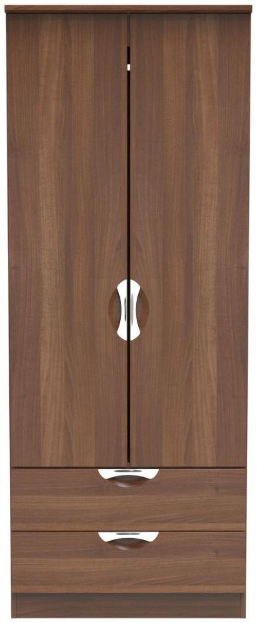 Flora Walnut Effect 2 Door 2 Drawer Double Wardrobe