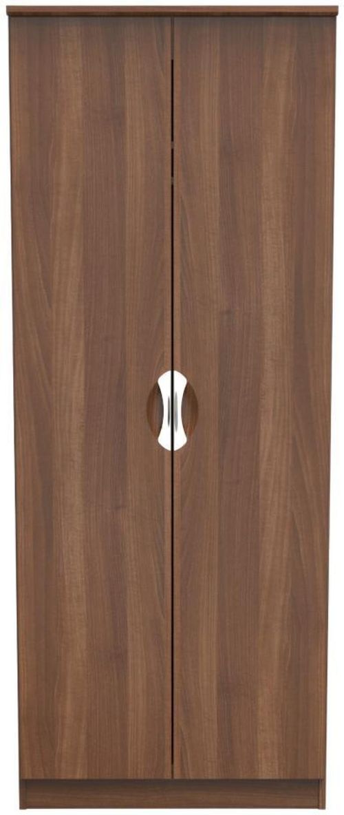 Flora Walnut Effect 2 Door Plain Tall Wardrobe