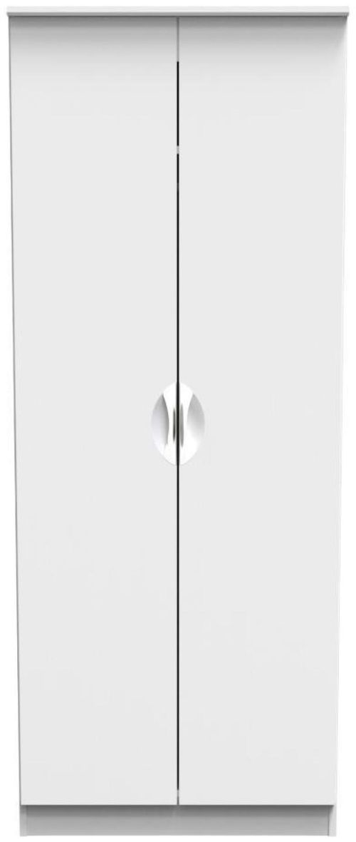 Flora White 2 Door Plain Tall Wardrobe