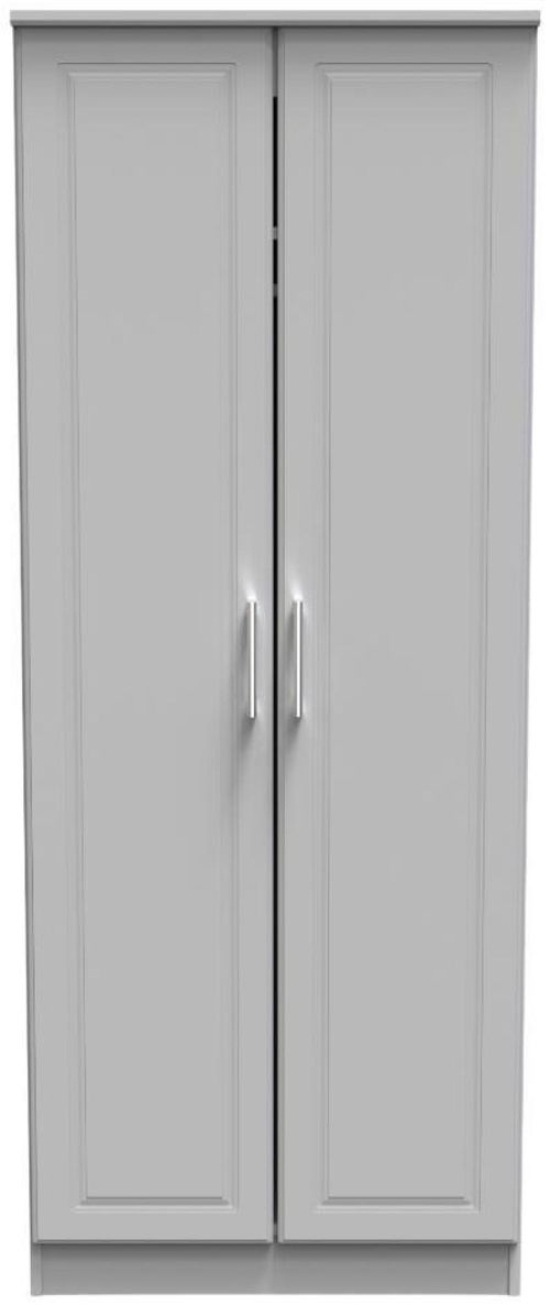 Gina Grey 2 Door Plain Tall Wardrobe