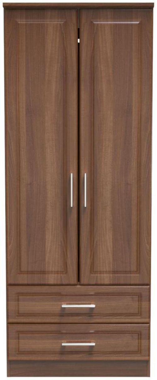 Gina Walnut Effect 2 Door 2 Drawer Double Wardrobe