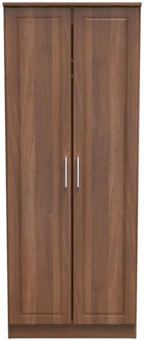 Gina Walnut Effect 2 Door Plain Tall Wardrobe