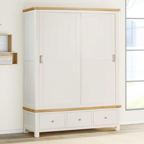 Hayley Sliding Wardrobe - 2 Door - Oak and White
