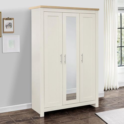 Highgate Mirror Wardrobe - 3 Door - Cream Painted
