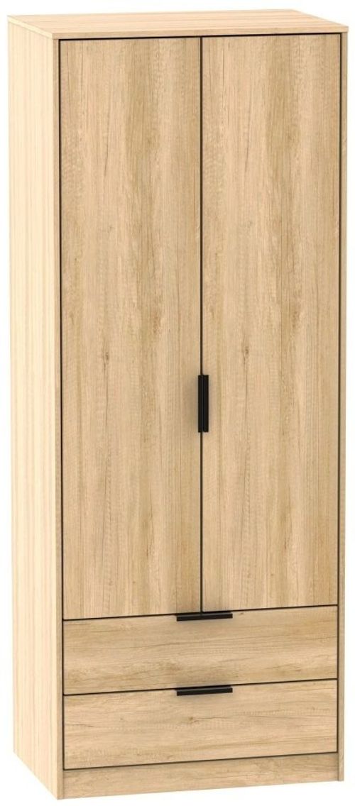 Hong Kong Oak Effect 2 Door 2 Drawer Tall Wardrobe