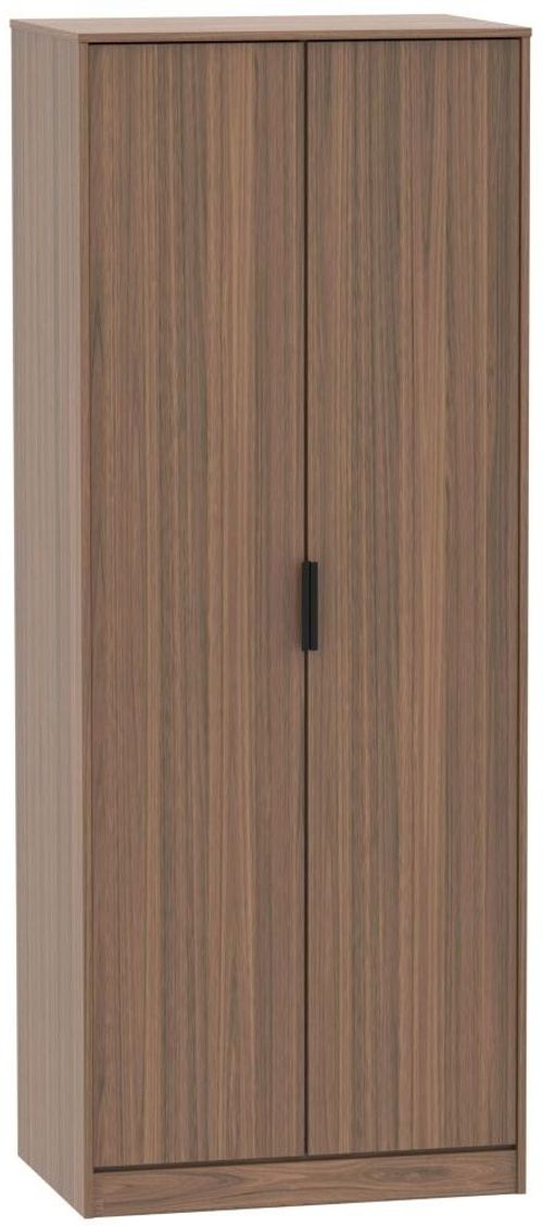 Hong Kong Walnut Effect 2 Door Plain Tall Wardrobe