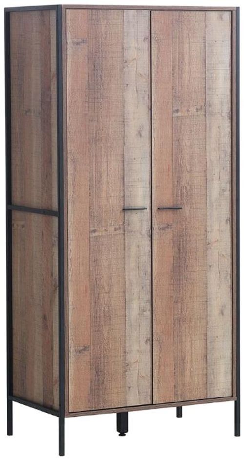 Industrial Rustic Oak Effect 2 Door Wardrobe
