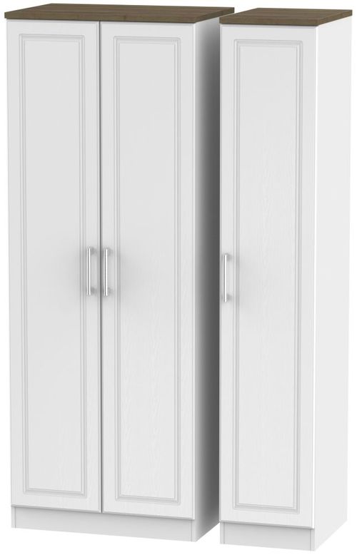 Kent White and Oak 3 Door Tall Triple Wardrobe