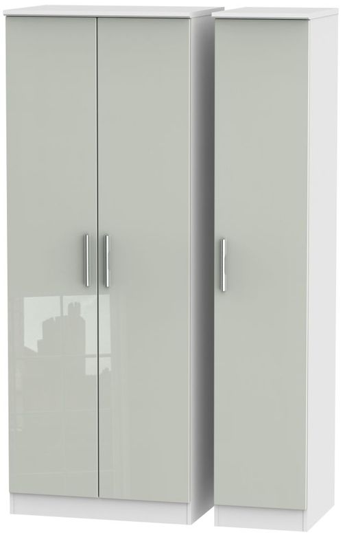 Knightsbridge Cashmere Gloss and White 3 Door Tall Triple Wardrobe
