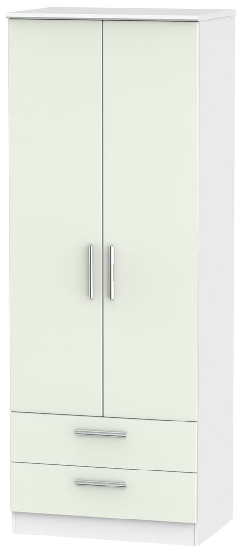 Knightsbridge Cashmere Matt and White 2 Door 2 Drawer Tall Wardrobe