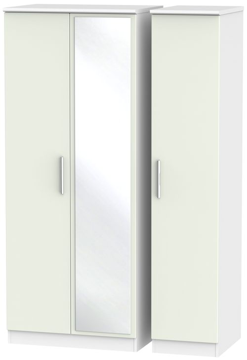 Knightsbridge Cashmere Matt and White 3 Door Triple Wardrobe - 1 Mirror