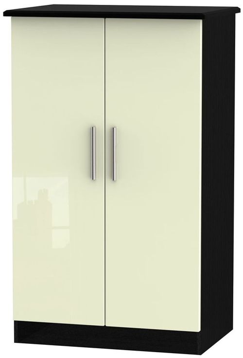 Knightsbridge Cream Gloss and Black Midi Wardrobe
