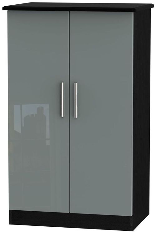 Knightsbridge Grey Gloss and Black Midi Wardrobe