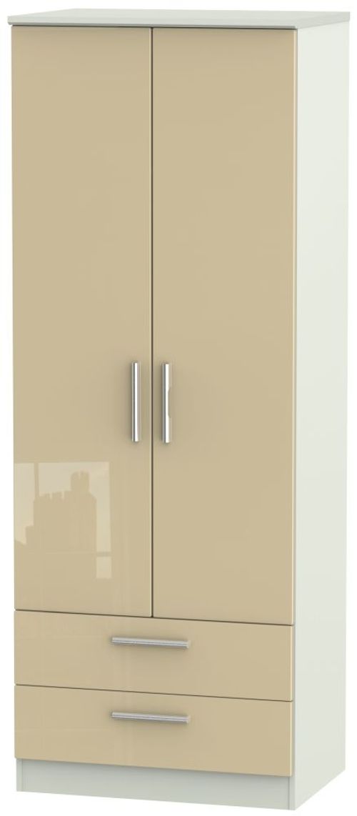 Knightsbridge Mushroom and Cashmere Matt 2 Door 2 Drawer Tall Wardrobe
